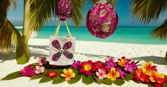 Tropical Paradise Bucket Hat & Tote Bag Set - Handmade Floral Design