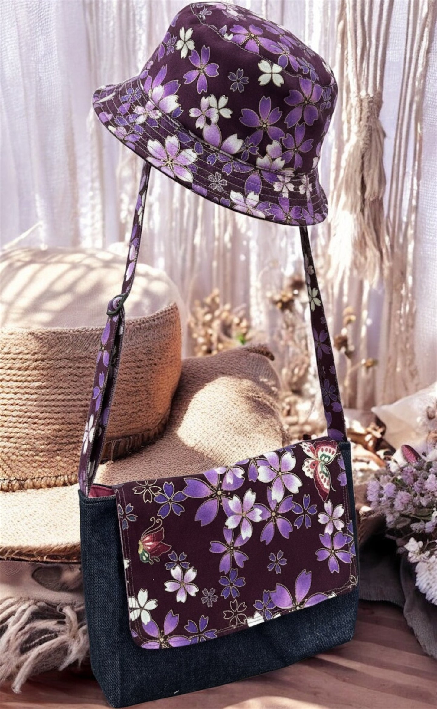 Handcrafted Messenger Bag & Bucket Hat Set