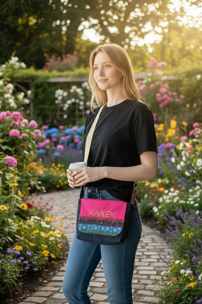 Custom Embroidered Crossbody Bag - KAREN (SOLD)