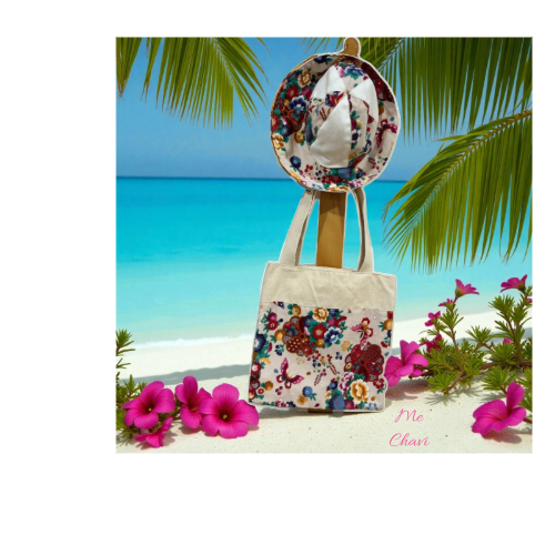 Botanical Garden Bucket Hat & Tote Bag Set - Handmade Floral Collection